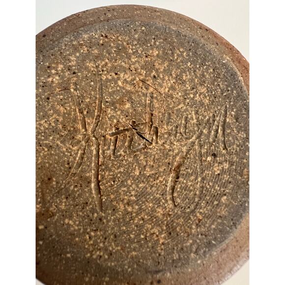 Hand Crafted Pottery Stoneware Blue & Gray Salt Glazed Pitcher Signed JL - Picture 7 of 9